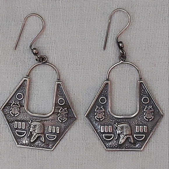 Egyptian Revival Dangle Earrings - Picture 4 of 5